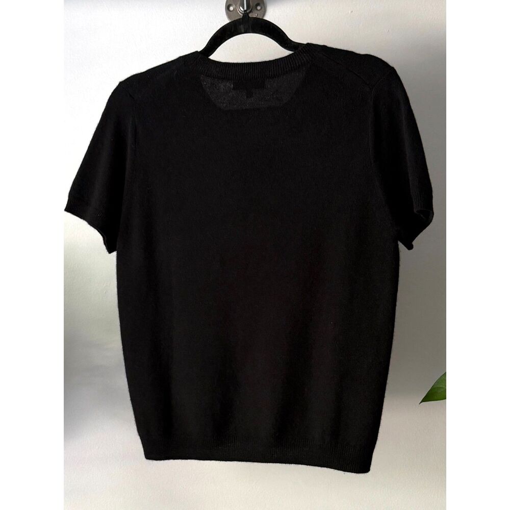 Quince Mongolian Cashmere Tee Short Sleeve Black Women's Large - Picture 5 of 8